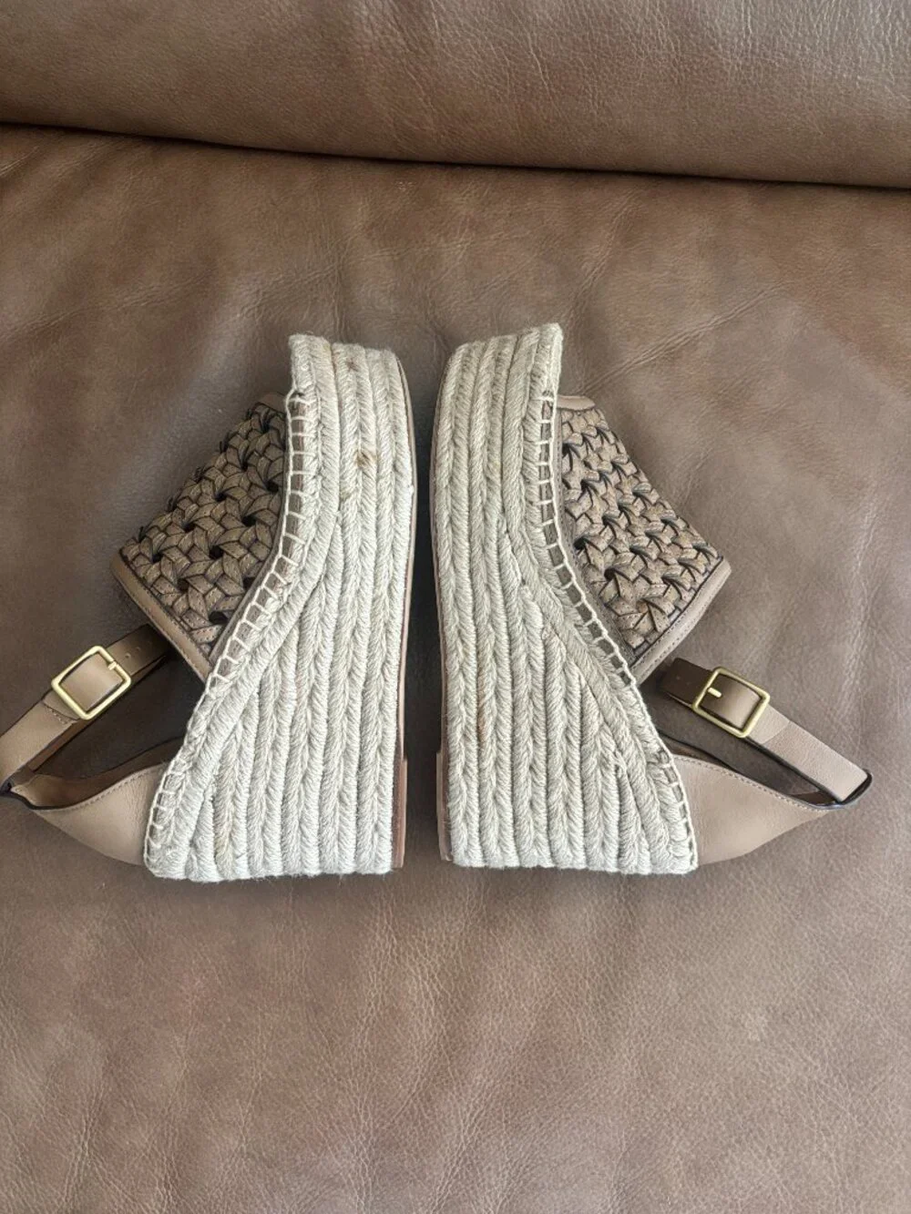 Tory Burch Women's Basket-Weave Espadrille Wedge Size 6.5